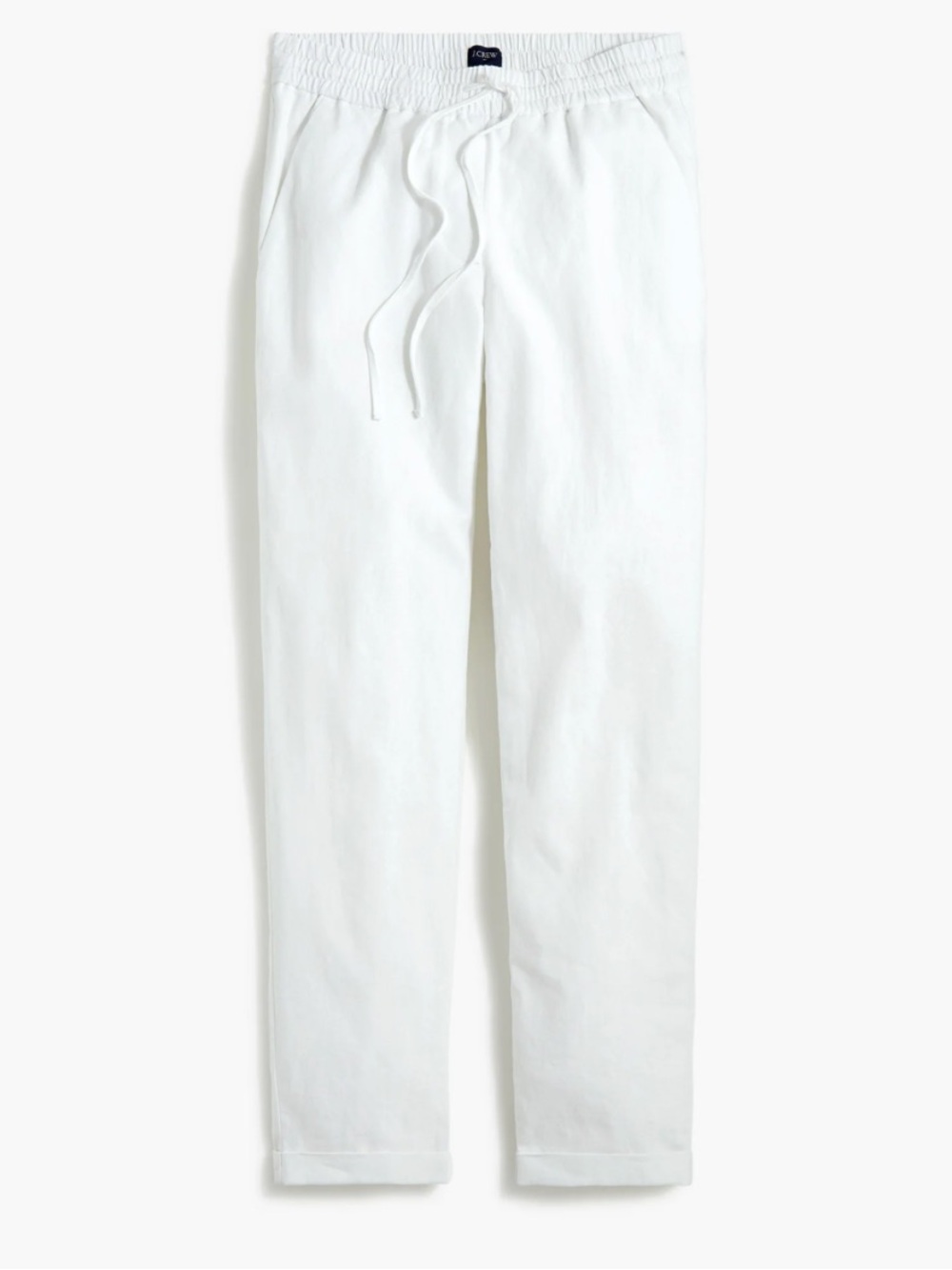 J Crew white linen cotton pants pull on drawstring size 6 new